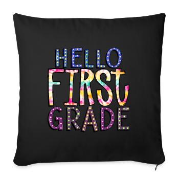 Bonjour Première année Rainbow Girls Boys Équipe d’enseignants - Housse de coussin décorative 45 x 45 cm - noir - Devant