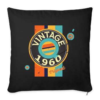 Scarf Plate Vinyl 1960 Birthday Record Player - Sofa pillowcase 17,3'' x 17,3'' (45 x 45 cm) - black - Front