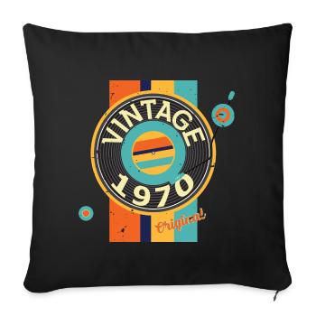 Scarf Plate Vinyl 1970 Birthday Record Player - Sofa pillowcase 17,3'' x 17,3'' (45 x 45 cm) - black - Front
