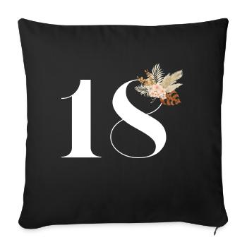 18e anniversaire fleuris (Cadeau de 18 ans) - Housse de coussin décorative 45 x 45 cm - noir - Devant