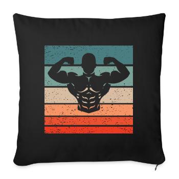 Bodybuilding Double Biceps Retro Style Vintage - Sofakissenbezug 45 x 45 cm - Schwarz - Vorne