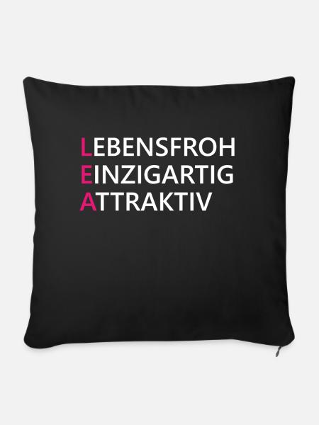 Lea Name Geschenk - Sofakissenbezug 45 x 45 cm - Schwarz