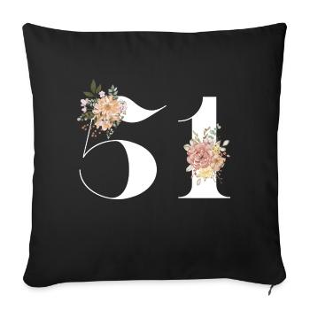 51st anniversary flowers (Gift of 51 years) - Sofa pillowcase 17,3'' x 17,3'' (45 x 45 cm) - black - Front