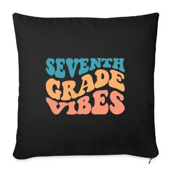 7. Klasse Vibes Retro Groovy Frauen Happy First - Sofakissenbezug 45 x 45 cm - Schwarz - Vorne