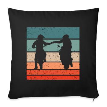 Motocycliste Fist Salute Retro Style Vintage - Housse de coussin décorative 45 x 45 cm - noir - Devant