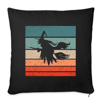 Witch's broom Helloween Retro Style Vintage - Sofa pillowcase 17,3'' x 17,3'' (45 x 45 cm) - black - Front