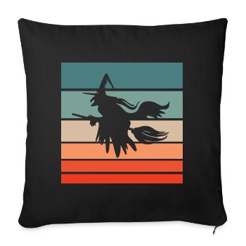 Witch's broom Helloween Retro Style Vintage - Sofa pillowcase 17,3'' x 17,3'' (45 x 45 cm) - black - Front