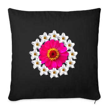 Zinnie Fleur Motif Floral Fleur Zinnia Florale - Housse de coussin décorative 45 x 45 cm - noir - Devant