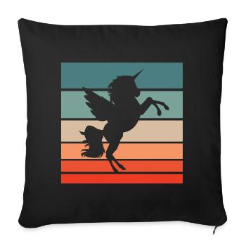 Einhorn Retro Style Vintage - Sofakissenbezug 45 x 45 cm - Schwarz - Vorne