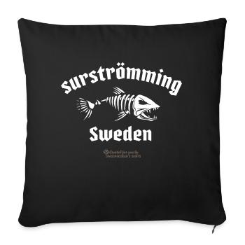 Surströmming Suède hareng squeletté - Housse de coussin décorative 45 x 45 cm - noir - Devant