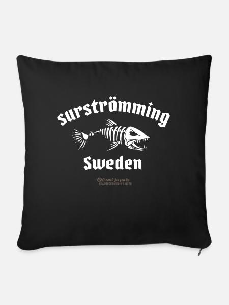Surströmming Schweden skelettierter Hering - Sofakissenbezug 45 x 45 cm - Schwarz