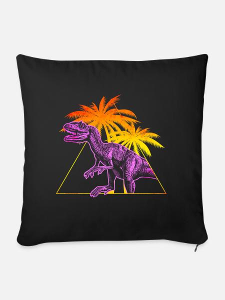 Vaporwave Allosaurus Dinosaurier - Sofakissenbezug 45 x 45 cm - Schwarz
