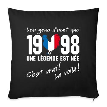 Né en 1998 - Coq aux couleurs françaises - Housse de coussin décorative 45 x 45 cm - noir - Devant
