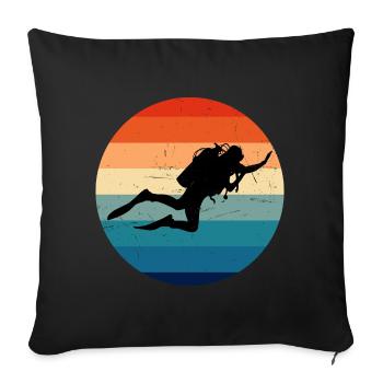 Plongée Taucher Diver Plongée libre Plongée Tauchen - Housse de coussin décorative 45 x 45 cm - noir - Devant