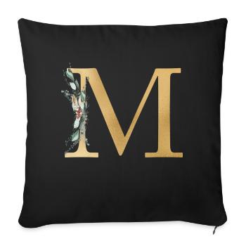 Personalisierbar Monogramm M - Sofakissenbezug 45 x 45 cm - Schwarz - Vorne