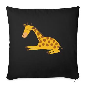 Sleeping Giraffe Illustration Funny Gift - Sofa pillowcase 17,3'' x 17,3'' (45 x 45 cm) - black - Front