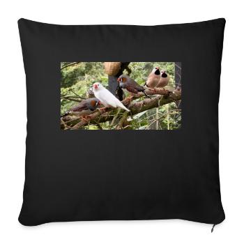 Finch Flock - zebra finches - Sofa pillowcase 17,3'' x 17,3'' (45 x 45 cm) - black - Front
