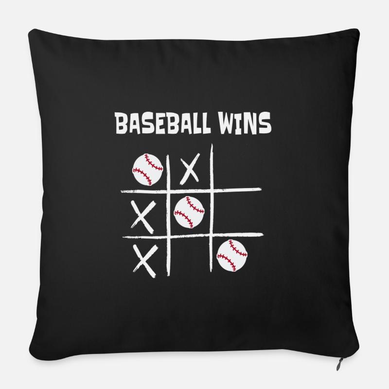 Baseball Wins Sport Tic Tac Toe - Sofakissenbezug 45 x 45 cm - Schwarz