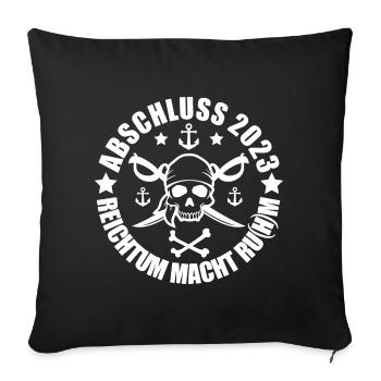 Abschluss 2023 Piraten Design - Sofakissenbezug 45 x 45 cm - Schwarz - Vorne