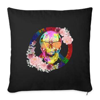 Hippie Peace Peace 60's 70's Love T-Shirt - Sofa pillowcase 17,3'' x 17,3'' (45 x 45 cm) - black - Front