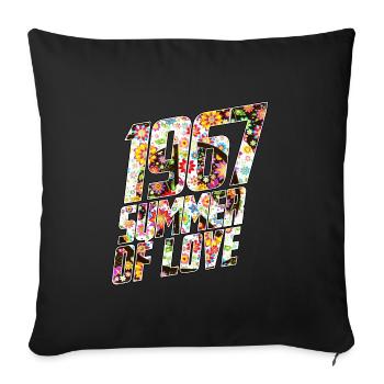 Hippie Frieden Peace 60`s 70`s Liebe T-Shirt - Sofakissenbezug 45 x 45 cm - Schwarz - Vorne