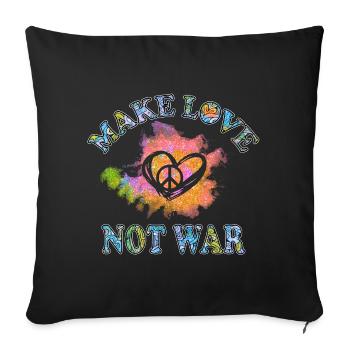Hippie Peace Peace 60's 70's Love T-Shirt - Sofa pillowcase 17,3'' x 17,3'' (45 x 45 cm) - black - Front