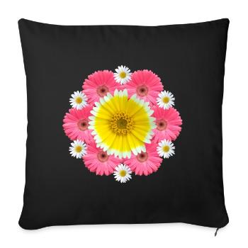 Gerbera Margeriten Blume Blumenranke floral blumig - Sofakissenbezug 45 x 45 cm - Schwarz - Vorne