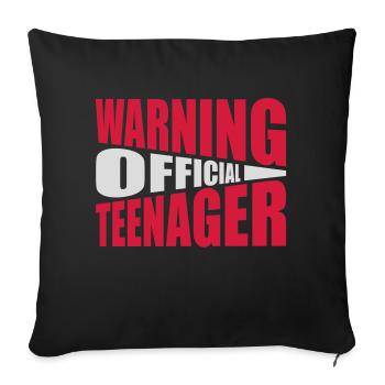 avertissement citation officielle d’adolescent - Housse de coussin décorative 45 x 45 cm - noir - Devant