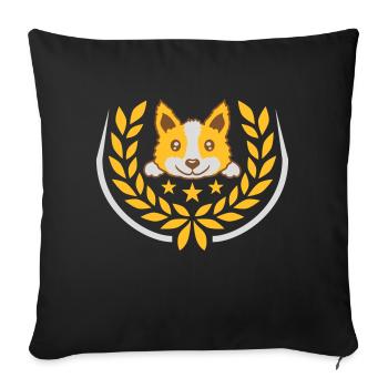 Laurel wreath cute dog design - Sofa pillowcase 17,3'' x 17,3'' (45 x 45 cm) - black - Front