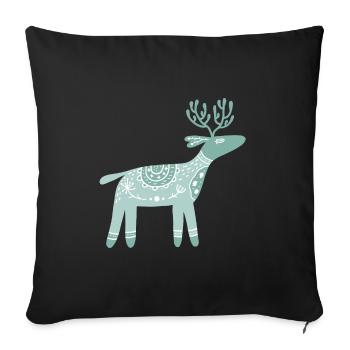 Joyeux T-shirt Patte de cerf de Noël - Housse de coussin décorative 45 x 45 cm - noir - Devant