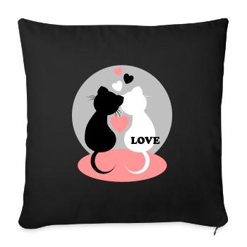 Cat Love - Sofa pillowcase 17,3'' x 17,3'' (45 x 45 cm) - black - Front