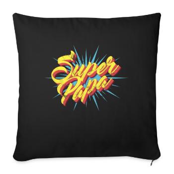 Super Papa - Famille Héros Vintage - Housse de coussin décorative 45 x 45 cm - noir - Devant