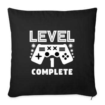 Level 1 complete 1 Geburtstag Spielkonsole - Sofakissenbezug 45 x 45 cm - Schwarz - Vorne