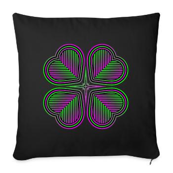 Four-leaf clover of hearts - 2 - Sofa pillowcase 17,3'' x 17,3'' (45 x 45 cm) - black - Front