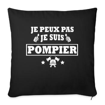 je peux pas je suis pompier / cadeau pompier - Housse de coussin décorative 45 x 45 cm - noir - Devant