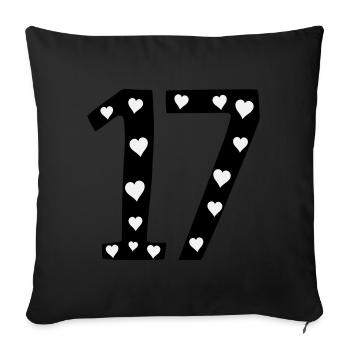 17 birthday with heart - Sofa pillowcase 17,3'' x 17,3'' (45 x 45 cm) - black - Front