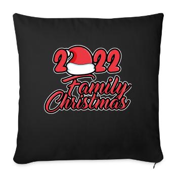 Family Christmas 2022 - Sofa pillowcase 17,3'' x 17,3'' (45 x 45 cm) - black - Front
