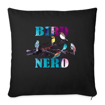 Bird Nerd Lustiges Vogel Design - Sofakissenbezug 45 x 45 cm - Schwarz - Vorne