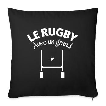 rugby, rugby sport, rugby humour - Housse de coussin décorative 45 x 45 cm - noir - Devant