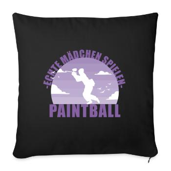 Paintball Paintballerin Gotcha Mädchen Geschenk - Sofakissenbezug 45 x 45 cm - Schwarz - Vorne