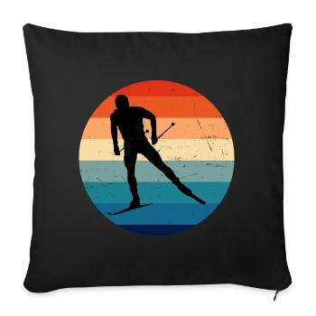 Patinage de fond Ski de fond Ski de fond Patinage Ski de fond - Housse de coussin décorative 45 x 45 cm - noir - Devant