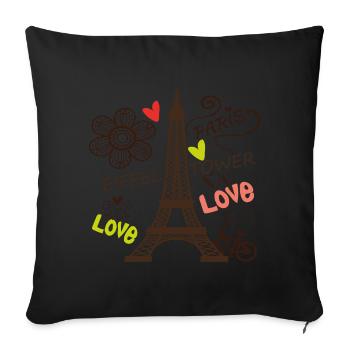 Paris Tour Eiffel Arc de Triomphe L’amour de Frankre - Housse de coussin décorative 45 x 45 cm - noir - Devant