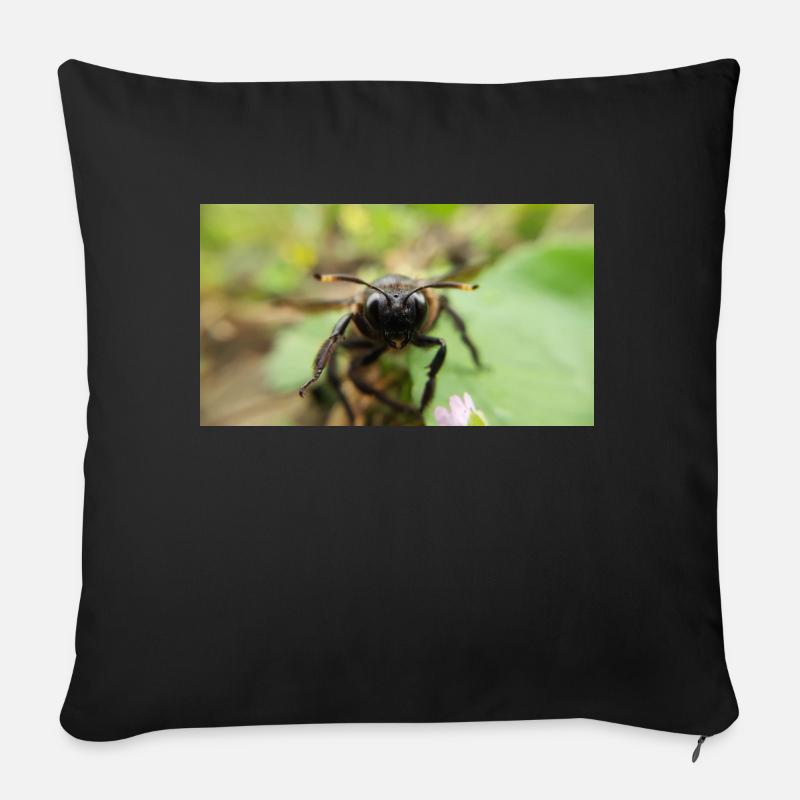 Blaue Holzbiene Makro-Fotografie - Sofakissenbezug 45 x 45 cm - Schwarz