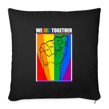 Wir erheben uns gemeinsam Gleichberechtigung Freiheit bunt - Sofakissenbezug 45 x 45 cm - Schwarz - Vorne