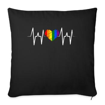 Heartbeat Ekg Heart Colorful Rainbow Equality - Sofa pillowcase 17,3'' x 17,3'' (45 x 45 cm) - black - Front