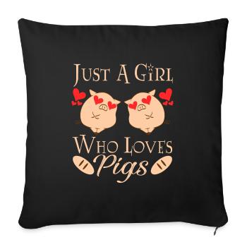 Coeur rose cochon fermier Oink ferme grange Oink - Housse de coussin décorative 45 x 45 cm - noir - Devant