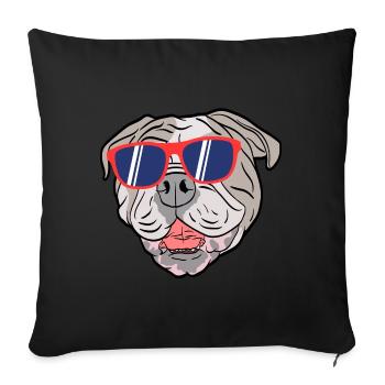 Lunettes de soleil mignon adorable chien pour les - Housse de coussin décorative 45 x 45 cm - noir - Devant
