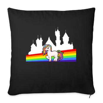 Fairy Tale Magic Colorful Myth Collection Unicorn - Sofa pillowcase 17,3'' x 17,3'' (45 x 45 cm) - black - Front