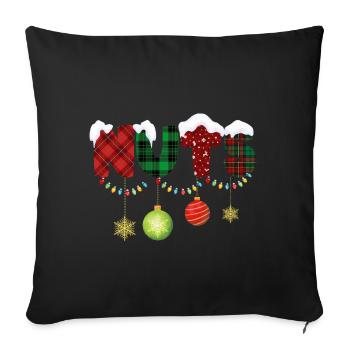 Noix Châtaignes Paire de Noël ajustée - Housse de coussin décorative 45 x 45 cm - noir - Devant