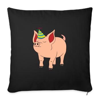 Célébration fête cochon rose fermier Oink ferme - Housse de coussin décorative 45 x 45 cm - noir - Devant